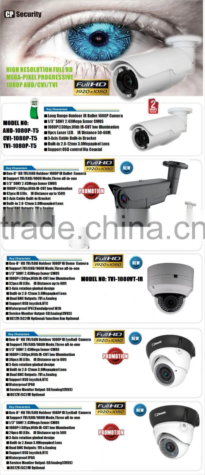 CCTV camera ip camera HD POE IR Water-proof zoom CCTV Cameras hdcvi dvr
