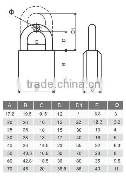 50mm Brass Padlock Key with Master Key