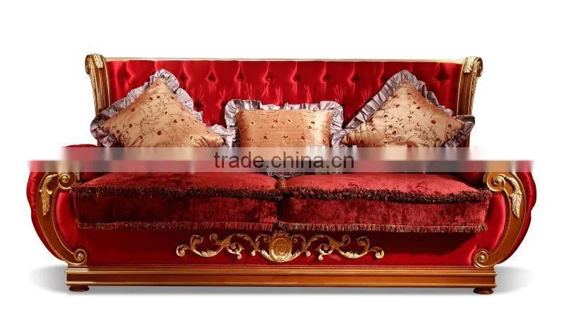 European classic wood sofa with hand carving living room sofa antique furniture A65360 (3seat)