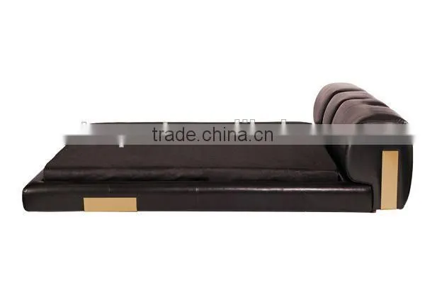Modern design bedroom furniture set Genuine leather trundle bed and wood bedroom set