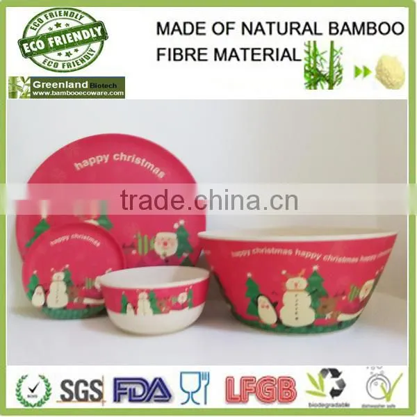 season disposable santa christmas natural bamboo eco tableware dinner set