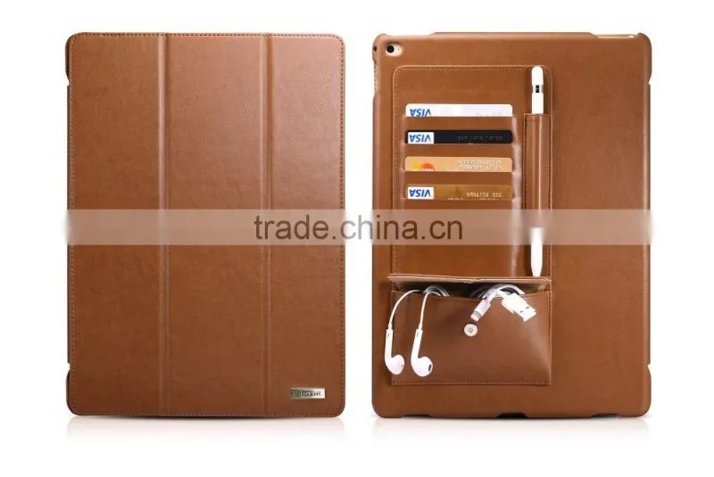 Original Icarer PU Leather Case For iPad Pro Business Design With Card Holder Leather Case For iPad Pro 12.9 MT-5351