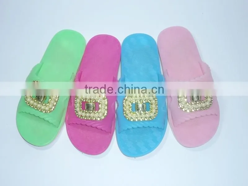 jelly slipper with flower for lady pvc slipper