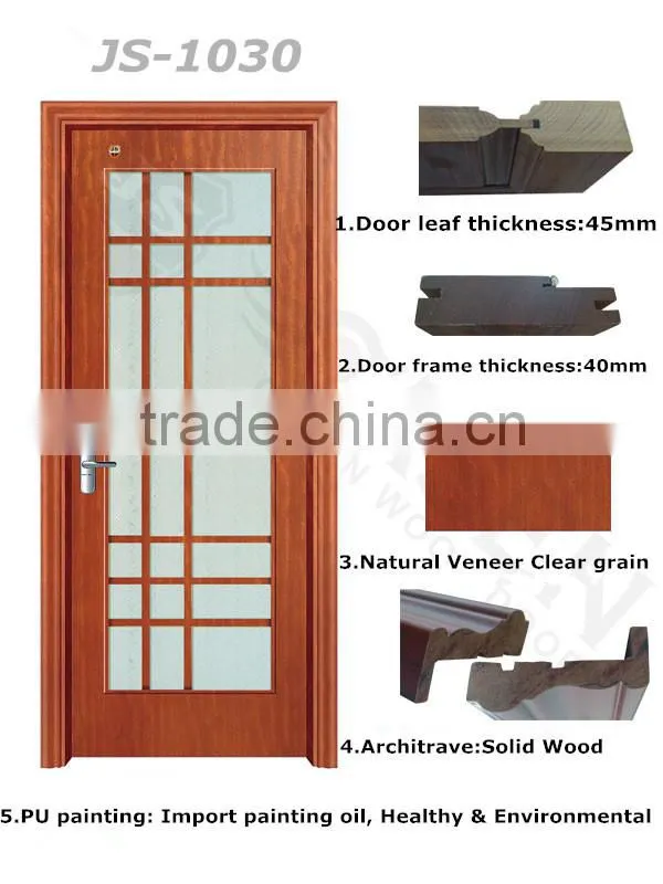 Wholsale door manufacturer wood door modern hous glass door for interior used