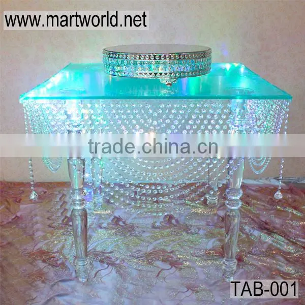 Latest acrylic table with LED Light,crystal acrylic table for wedding cake stands,acrylic wedding table decoration (TAB-001)