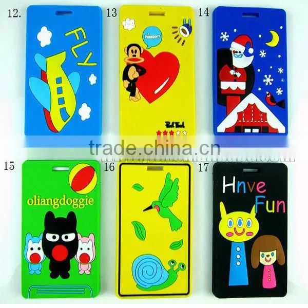 Custom design FDA Silicone embossed luggage tag blank name tag for promotion