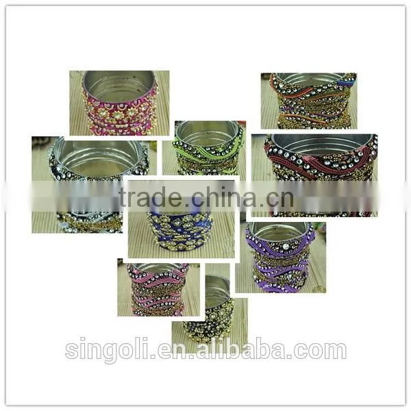 Vintage gold bangle sets pakistan ethnic jewelry exotic bracelet carved sunflower fabric bacelet 6 bangle collage jewelry sets