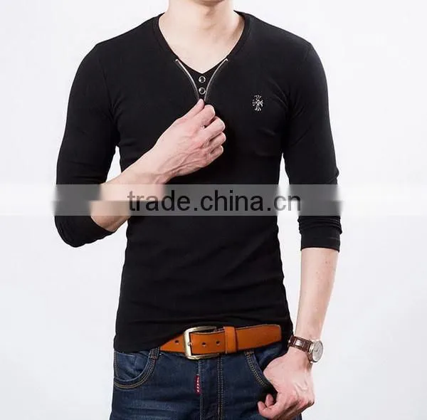 Design new products printing stylish v neck men t-shirt