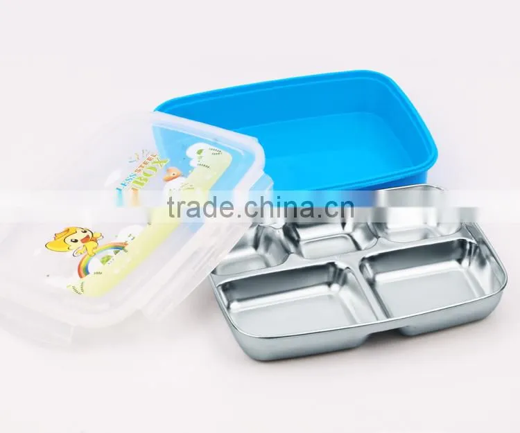 take away stainless steel metal body covered with PP plastic food storage container set