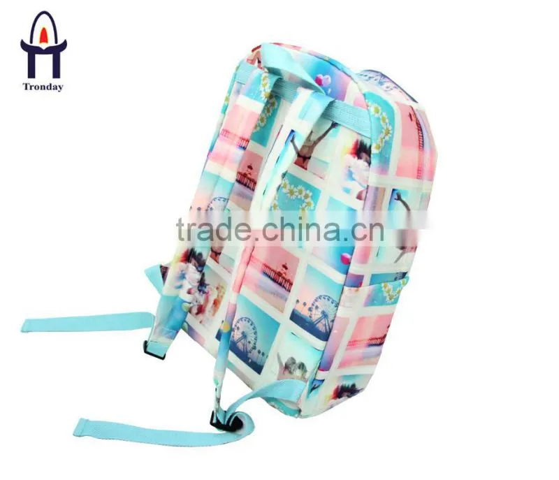 2015 hot heat transfer printing canvas school backpack