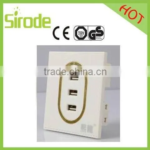 Flashes Black Colour Fashion Wall USB Socket 2 Gang Switch Socket