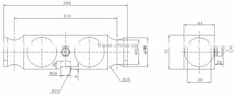 Double Shear Beam compression Load Cell (QSC-A)(30-75klb)