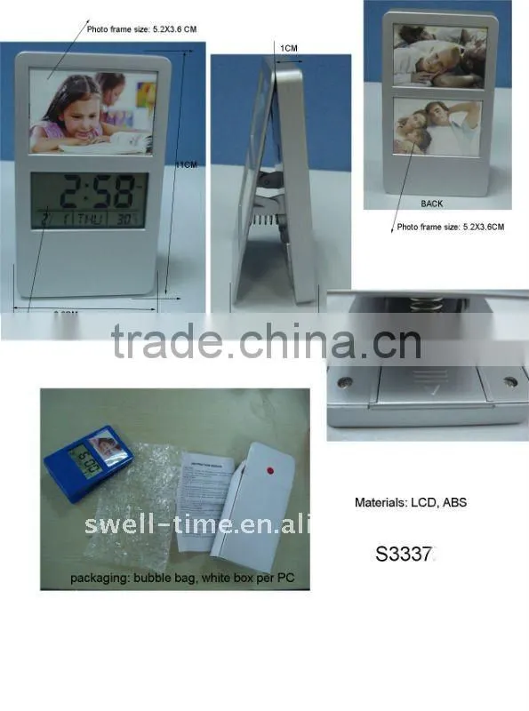 Desk digital clip LCD alarm calendar clock best for promotion gift meet CE and Rohs