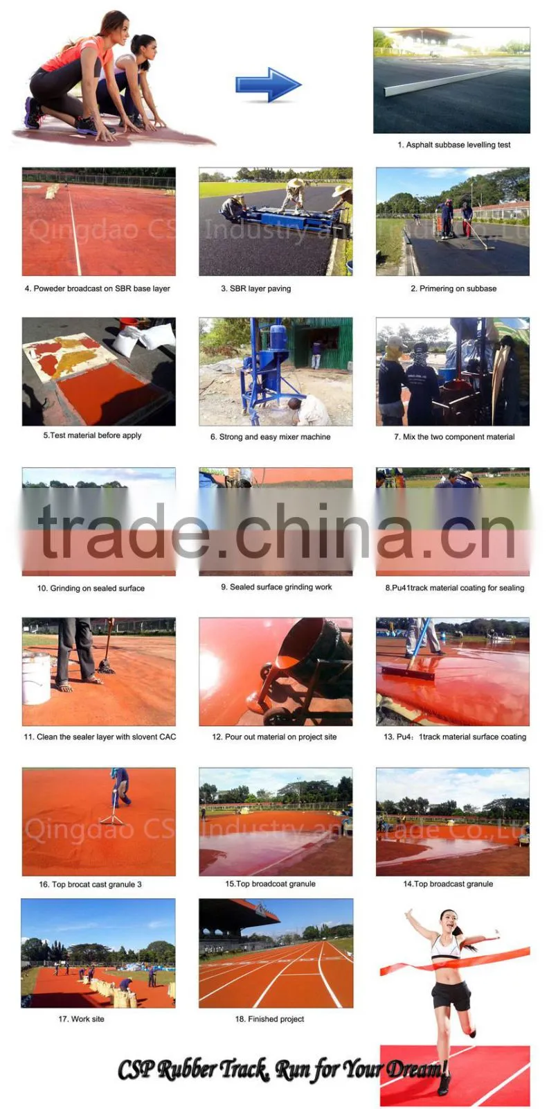 Cheap 400m rubber running track mat material