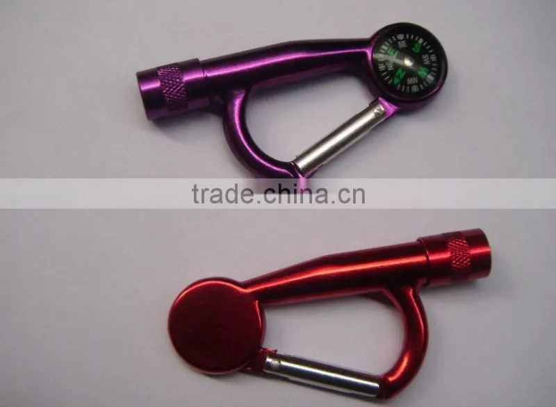 High Quality Aluminum Carabiner & Compass & Flashlight