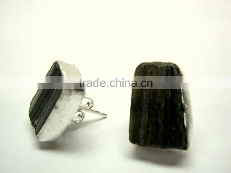 Tanzanite Raw Gemstone Stud 925 Sterling Silver Earring Jewelry, Rough Gemstone Stud Earring, Designer Gemstone Jewelry