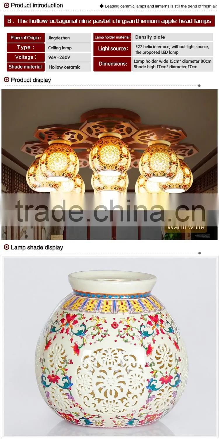 LED Morden Ceiling Light Beautiful Chandelier Jingdezhen Porcelain Light 9Head for Dining Bedroom Hotel Ceramic Lamp