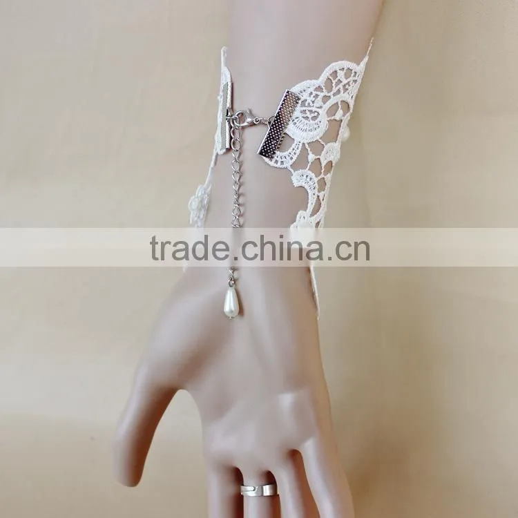 white pearl slave bride braclet, pearl lace bracelet