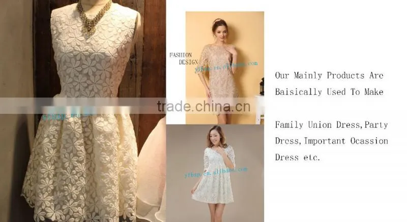 Reasonable Price African Net Lace Fabric For Birthday Party / Peach Color Beaded Lace Fabric
