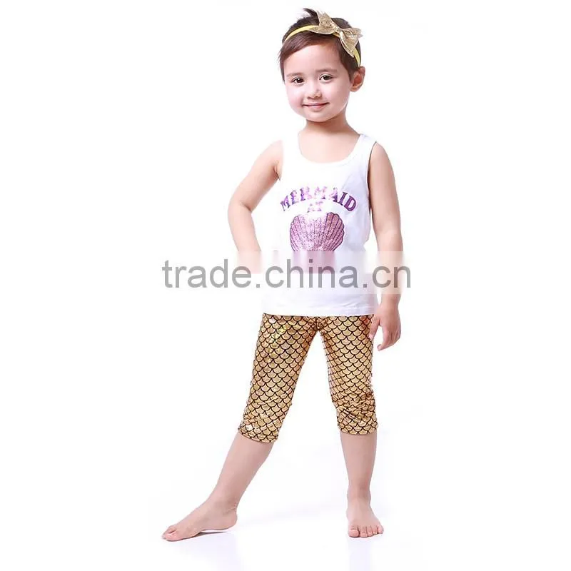 Children Clothes 2016 Summer Girls Boutique Clothing sexygirl mermaid Dress With scale shorts