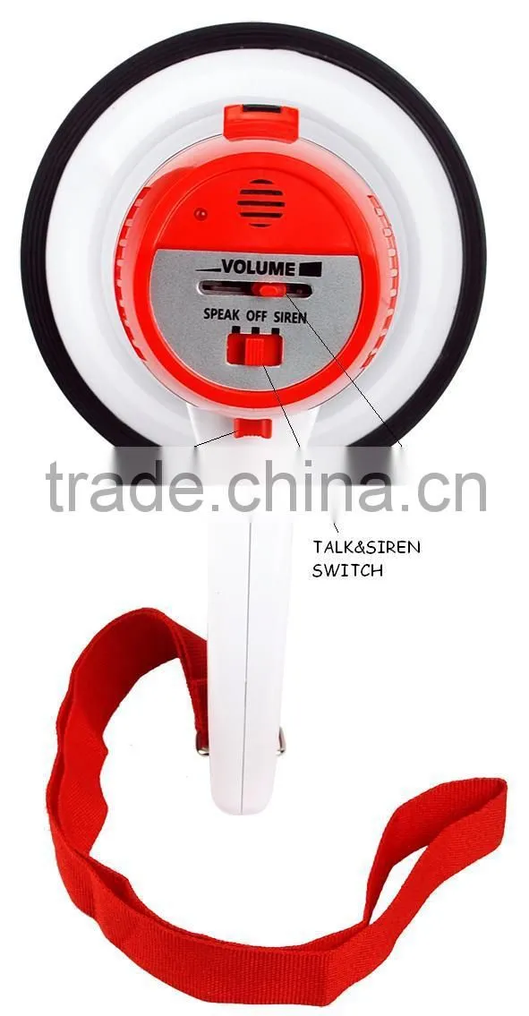 portable megaphone with sliding talk and siren switch button