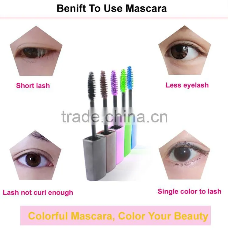 High quality Yorom waterproof color mascara in plastic tube hair color mascara Black Brown Purple Green Blue