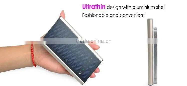 8000mah factory supply hiking solar charging external mobile battery for digital product series