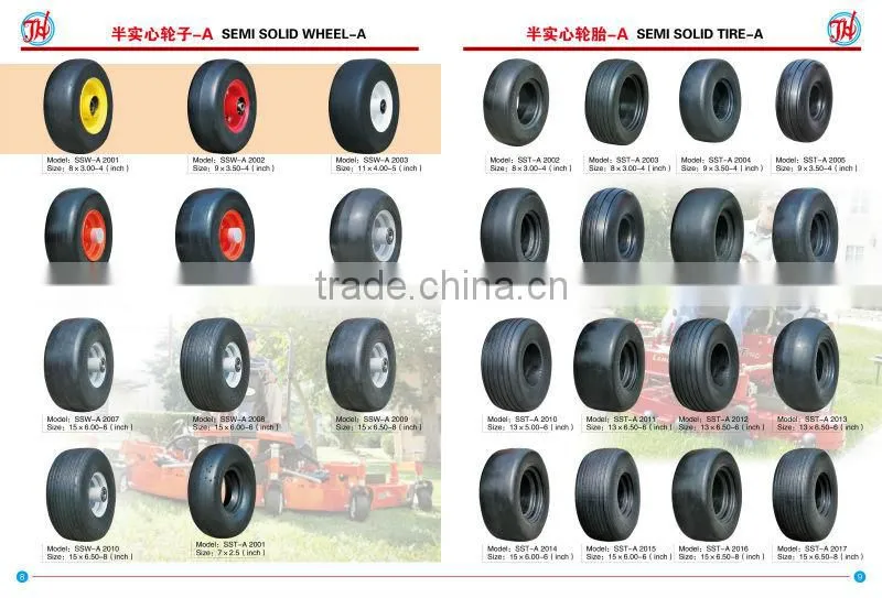 14x1.75 inch semi pneumatic rubber wheel with rib tread