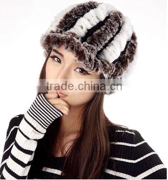 2013 women's leather strawhat rex rabbit hair hat autumn and winter warm hat cap