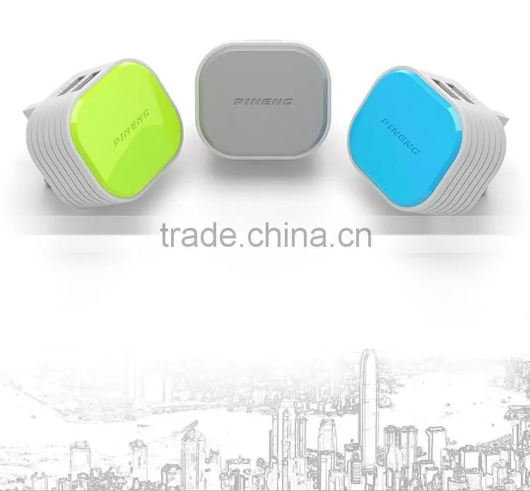 UK Wall Plug Charger With Dual Output, Quick Charger 2.4A With CE