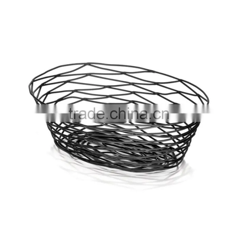 Icegreen Oval Black Metal Wire Basket With Holders