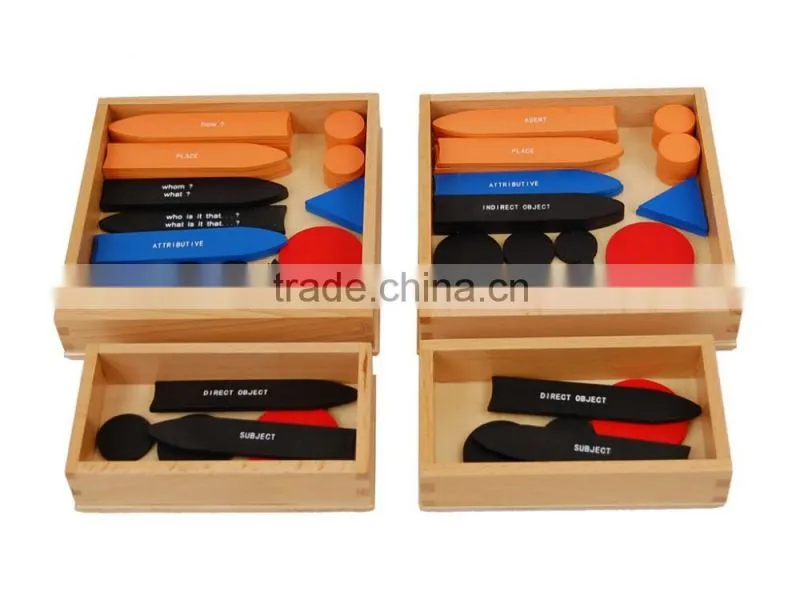 Wooden educational material for montessori reading analysis 1st and 2nd box