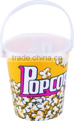 Mini plastic popcorn cup with handle and lid