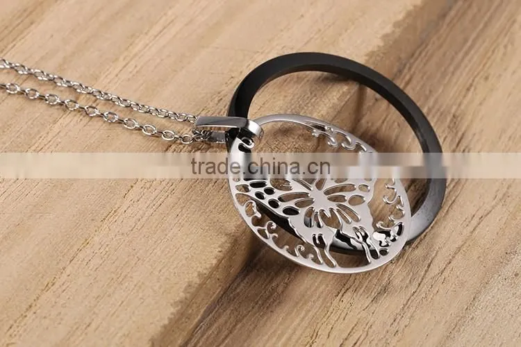 European latest model fashion butterfly black circle necklace jewelry for female
