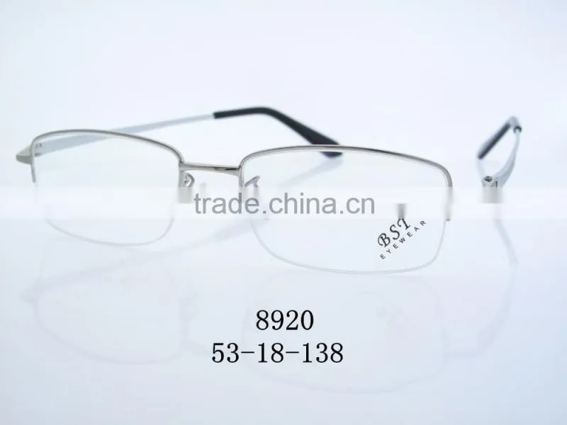 2016 New stylish metal optical lens frames half rimless 8920