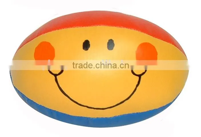 Happy kid toy of smiley face soft toys rugby ball type