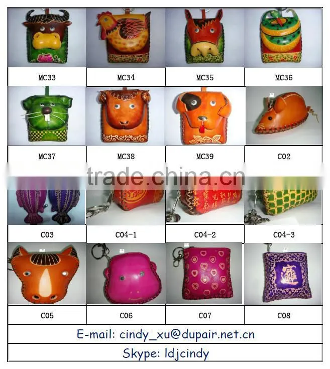 Wholesale High quality Pure hand-made genuine leathter animal coin purse