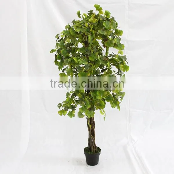 making indoor artificial green ginkgo trees real wood trunk for sale