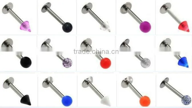 316L Surgical Steel Labret with Anodized Ball,plating body jewelry,lip piercing