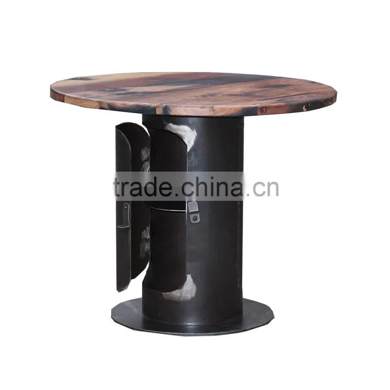 Industrial wooden top coffee table with iron base