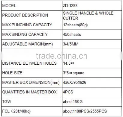 factory price Steel A4 Book Plastic Comb punch binding