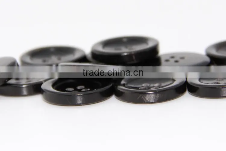 Real 4 Holes Round Rim Black Horn Buttons for Suit, Jacket, Sweater