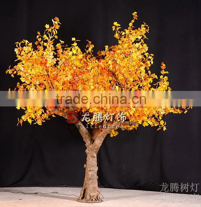 Waterproof artificial yellow lighted maple tree