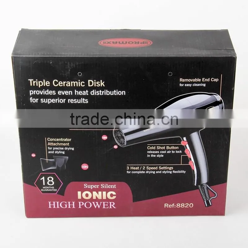 2016 new sale wholesale # 3000W 3heat/2speed setting hair dryer two round BS UK plug for babar or public area