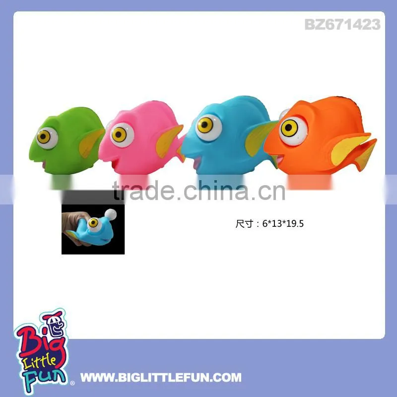 Eye pop squeeze toy rubber cow with light and BB sound