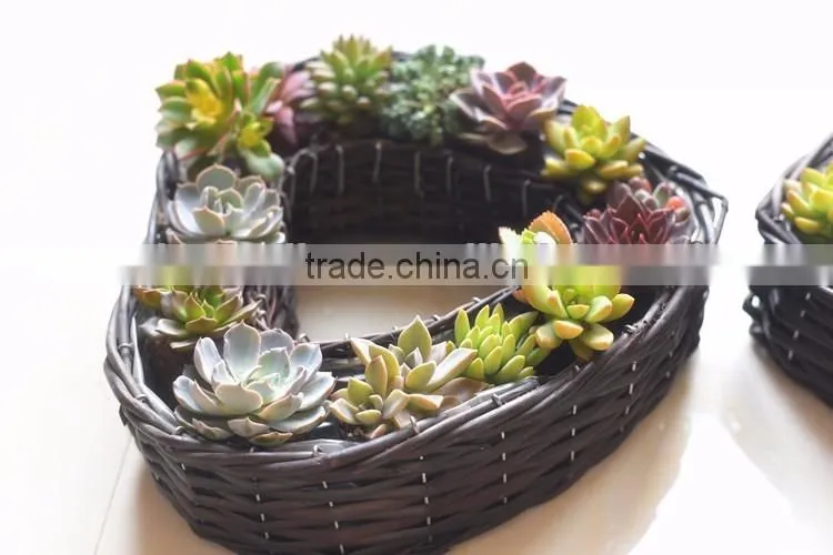 Handmade wicker basket heart-shaped retro pastoral desktop simulation flower planting pot plants meat storage basket
