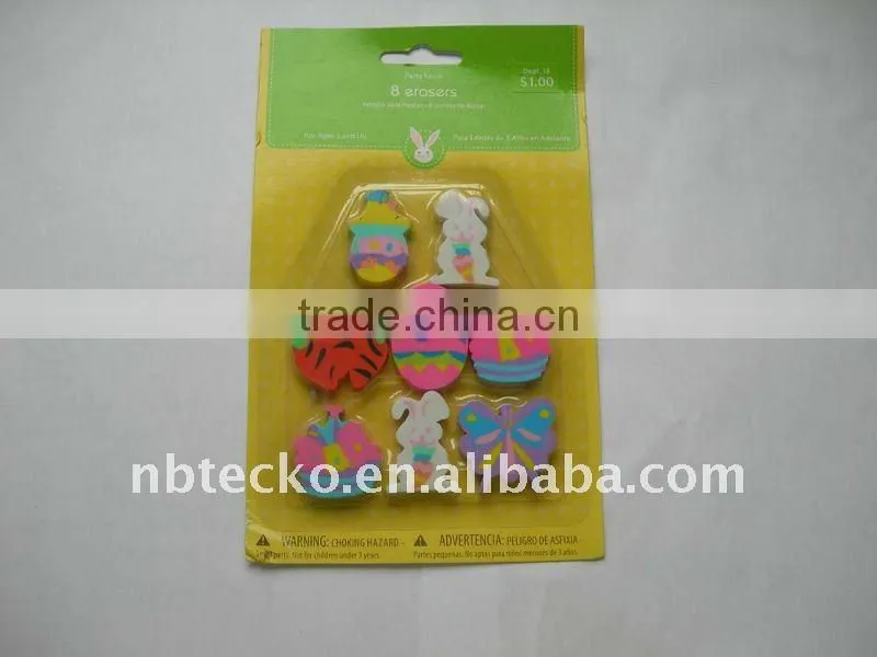 Promotional different design 6pcs gift staionery eraser set