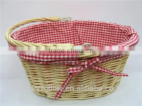popular handmade wicker basket chest with gingham liner