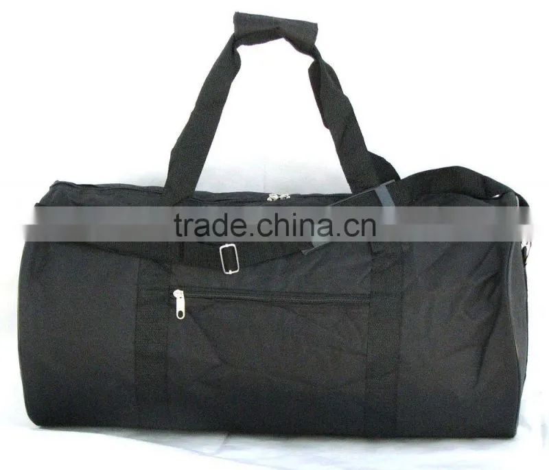 2015 Hot Promote Fashion 600D/PVC travel/duffle bag with Front zipper pocket between handles and and Adjustable shoulder straps
