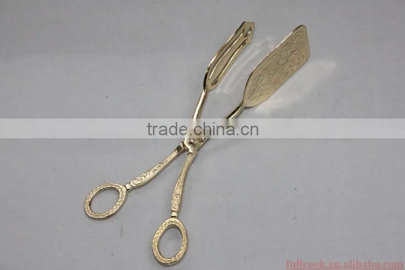 Deluxe food tong w/golden and silver